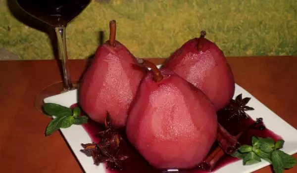 Poached Pears in Merlot with Aromatic Spices