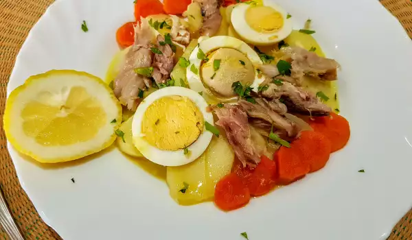 Potatoes, Carrots and Smoked Mackerel Salad