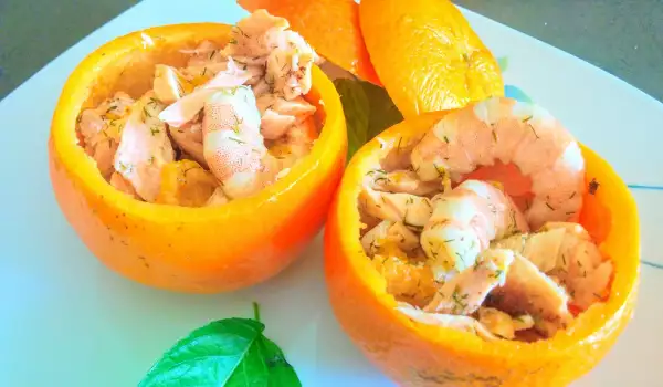 Stuffed Tangerines with Shrimp and Salmon