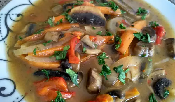 Spring Porridge with Mushrooms, Carrots and Peppers