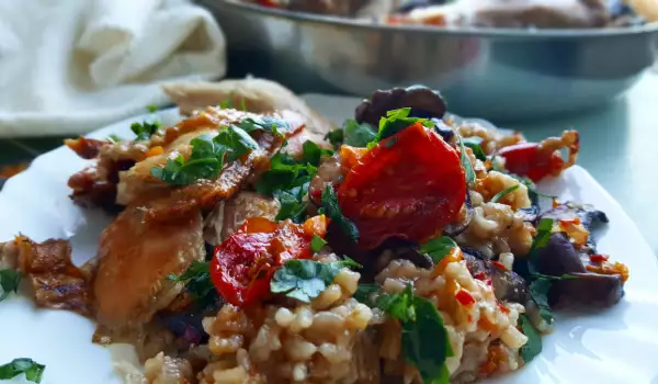 Turkey with Mushrooms, Rice and Tomatoes