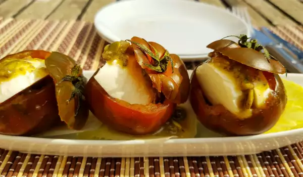 Stuffed Tomatoes with Mozzarella and Chia and Pumpkin Seed Vinaigrette