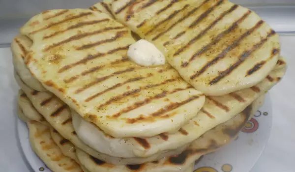Flatbreads in a Grill Pan with Butter