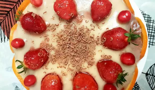 Strawberry Biscuit Cake with Homemade Cream