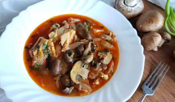 Rooster, Mushroom and Onion Stew