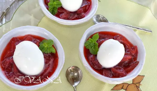 Panna Cotta Eggs with Strawberry Sauce