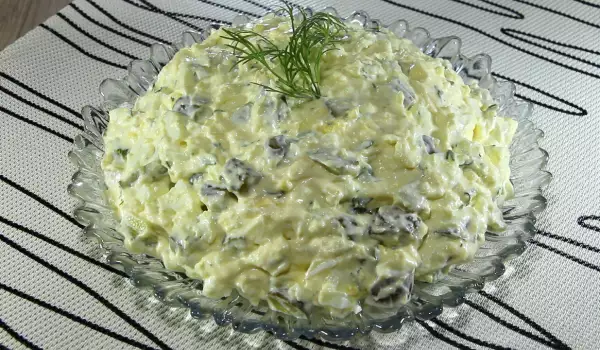 Festive Salad with Eggs, Cheese and Cucumbers