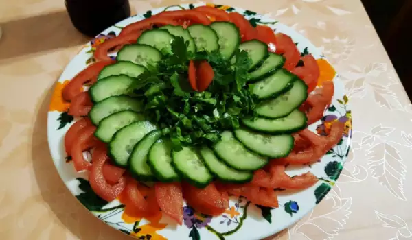 Arranged Cucumber and Tomato Salad