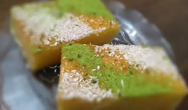 Revani with Pistachios and Coconut Shavings