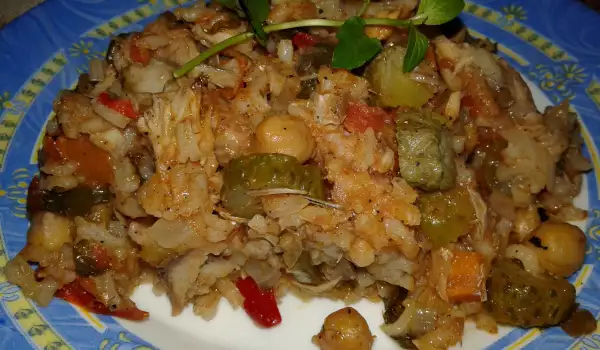 Fish Dish with Mackerel, Chickpeas and Rice