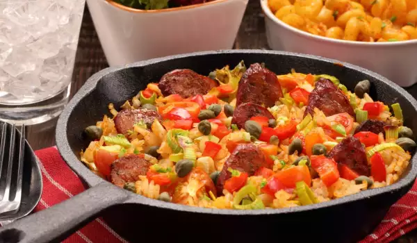 Paella with chorizo