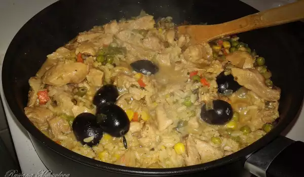 Risotto with Pork and Vegetables in Sauce