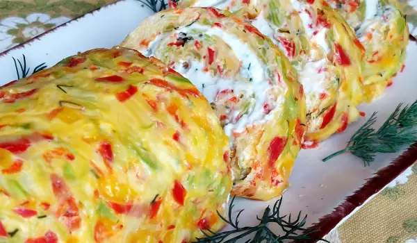 Colorful Zucchini Roll with Fresh Peppers