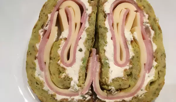 Zucchini Roll with Cream Cheese, Ham and Gouda