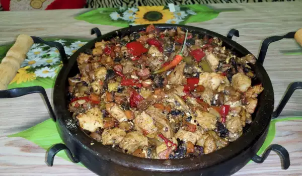 Saj with 2 Kinds of Meat and Vegetables