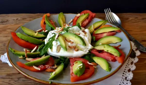 Salad with Burrata Cheese and Avocado