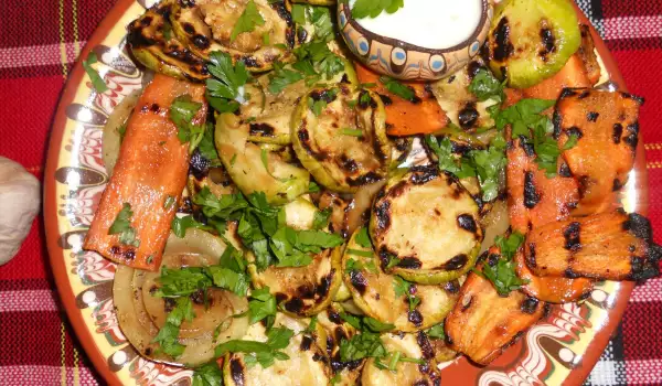 Roasted Vegetable Salad with Dairy Topping