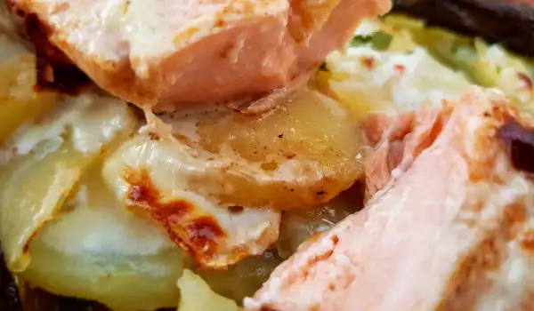 Salmon with Goat Cheese and Potatoes