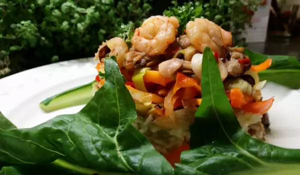 Healthy Seafood with Rice and Vegetables