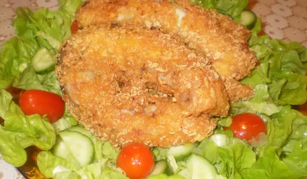 Breaded Carp with Cornflakes and Garnish