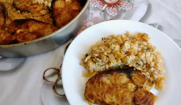 Oven-Baked Carp with Cabbage and Rice