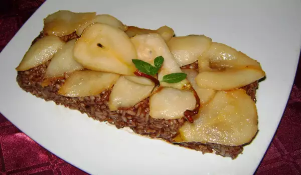 Chocolate Rice with Caramelized Pears
