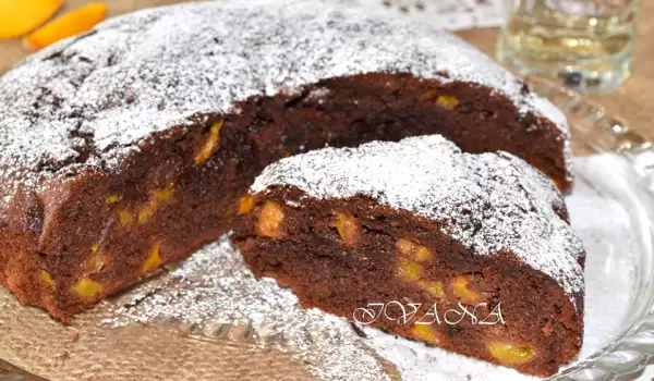 Chocolate Cake with Peaches and Rum