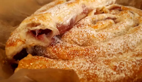 Puff Pastry Strudel with Cherries and Milk