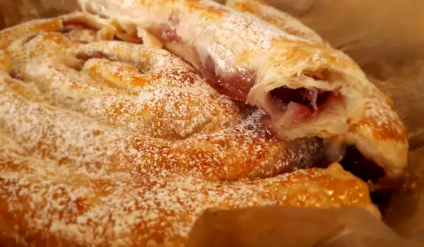 Puff Pastry Strudel with Cherries and Milk