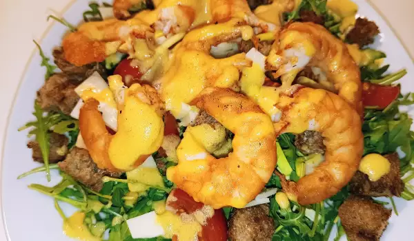 Arugula and Shrimp Salad with Mustard Dressing