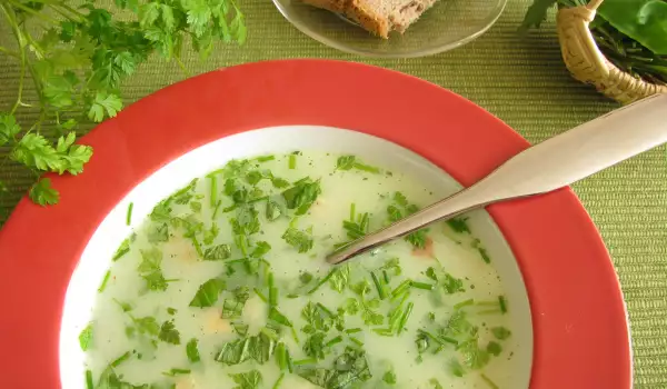 Spring Onions and Rice Soup