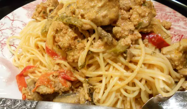Spaghetti Stroganoff with Meatballs
