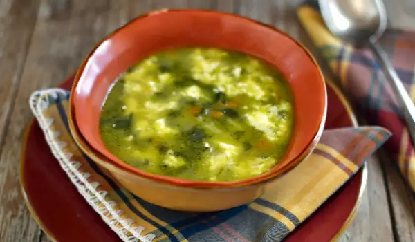 Spinach Soup with Rice and Cheese
