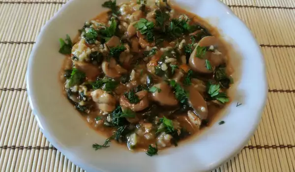 Mushrooms with Spinach and Rice
