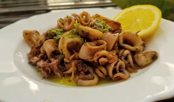 Marinated Calamari on a Flattop Grill