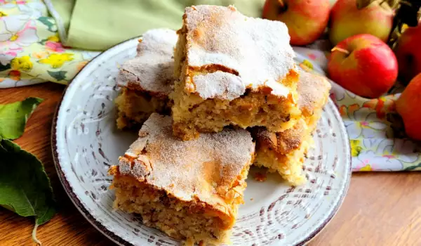 Apple Cake with Eggs and Walnuts