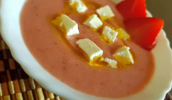 Strawberry Gazpacho with Feta Cheese and Thyme