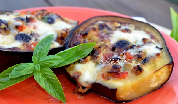 Stuffed Eggplant with Olives and Mozzarella
