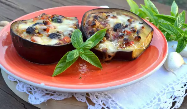 Stuffed Eggplant with Olives and Mozzarella