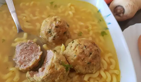 Parsnip Soup with Cavatappi and Meatballs