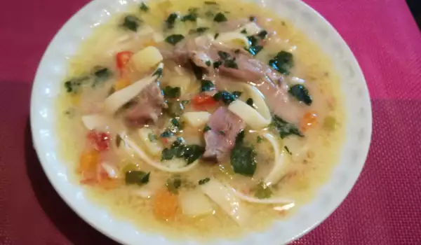 Duck Wing and Tagliatelle Soup