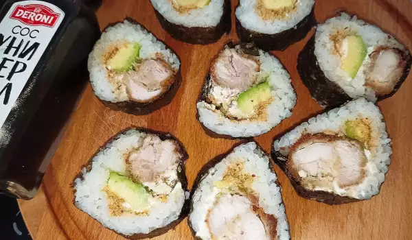 Crispy Chicken Sushi with Avocado