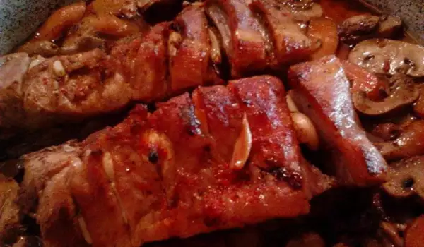 Pork Belly Ribs with Mushrooms and Carrots