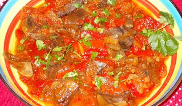 Pork Hearts with Peppers and Tomatoes