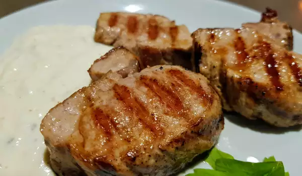 Grilled Pork Tenderloin with Blue Cheese Sauce