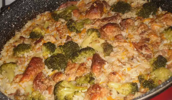 Oven-Baked Pork with Rice and Broccoli