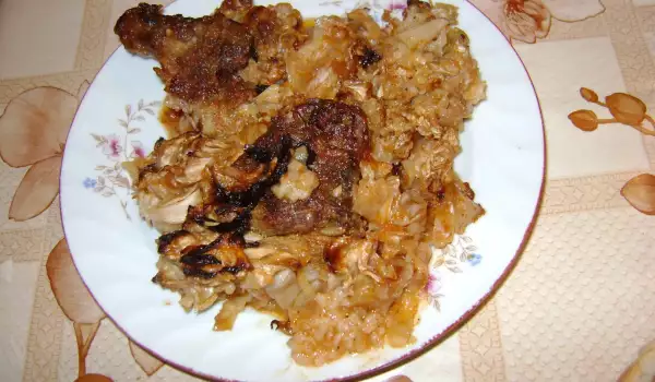 Pork Dish with Sauerkraut and Rice