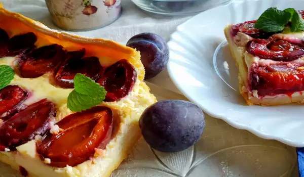 Plum and Cottage Cheese Tart