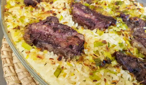 Beef Cheeks with Rice, Leeks and Thyme