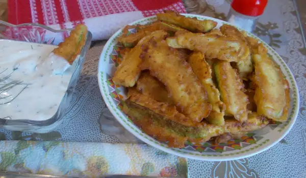 Breaded Zucchini with Egg, Milk and Cornflakes